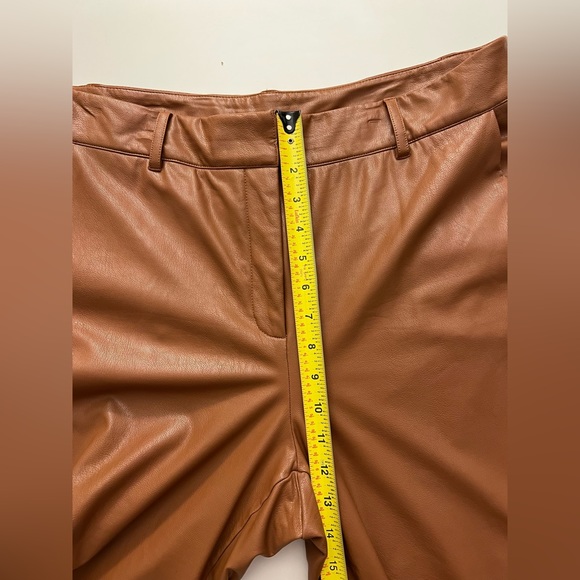 Commando Revolve Brown Faux Leather Crop Pants 7/8 Trouser High Rise Stretch - Picture 13 of 13